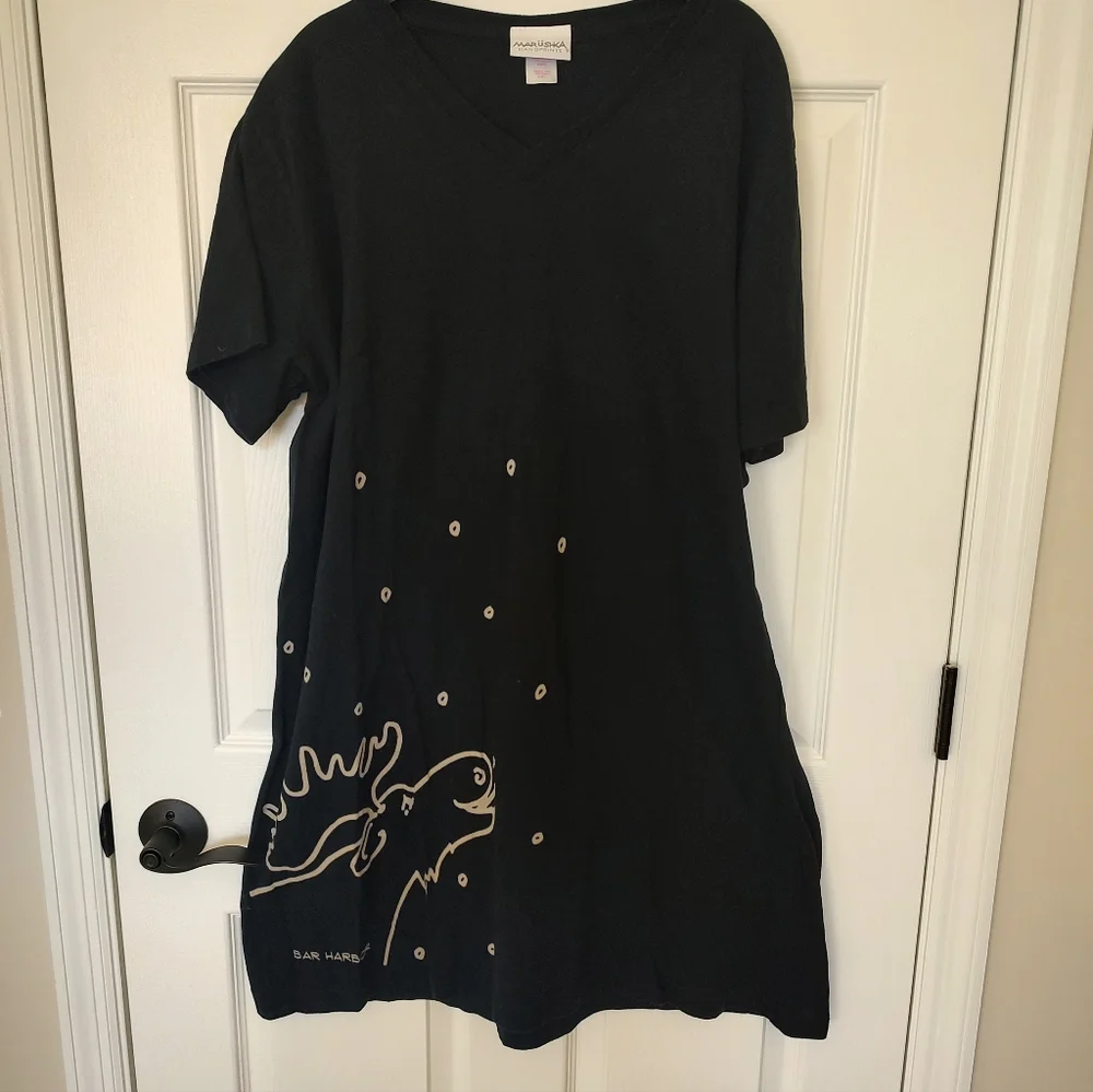 Marushka Handprints Moose Lick Bar Harbor Dress Cotton Black Size L/XL - Picture 7 of 8